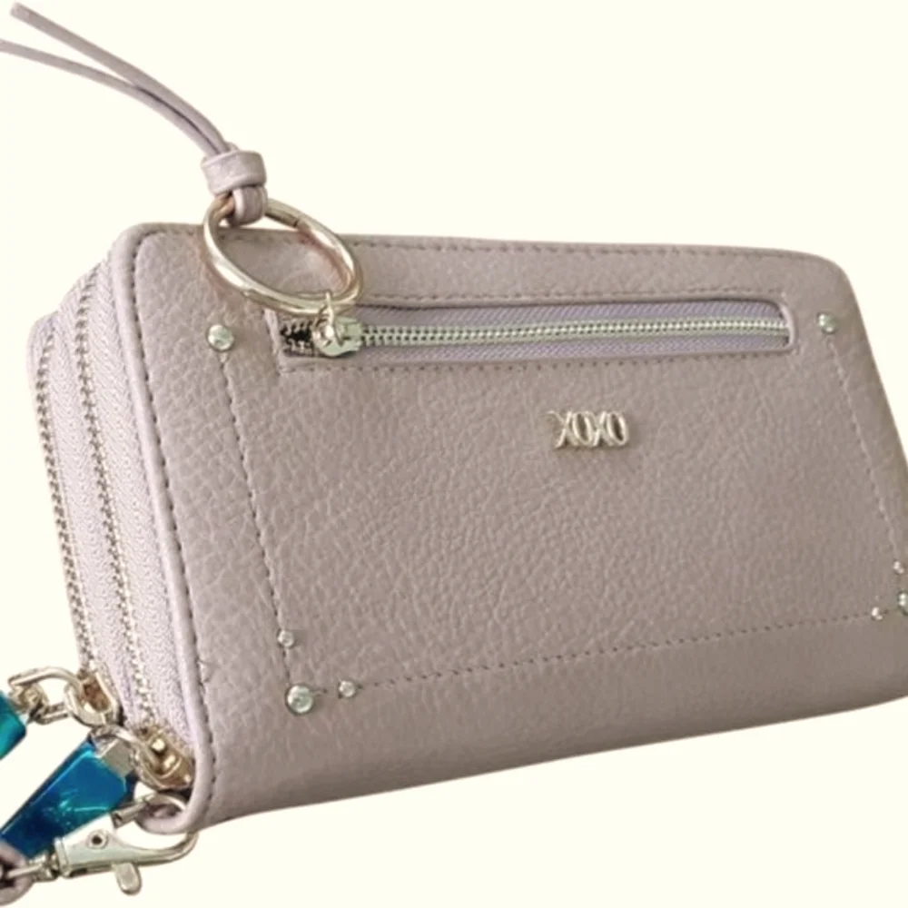 Blush double zipper wristlet  wallet